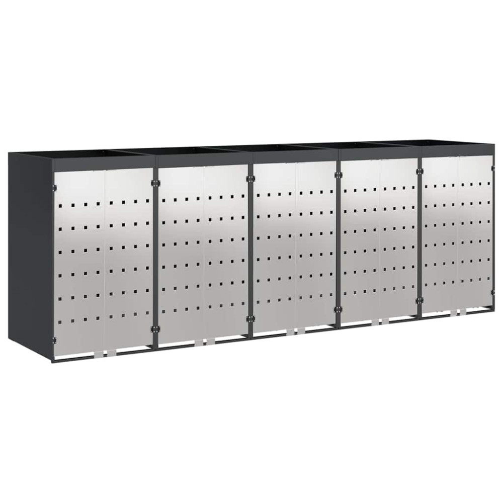 Produktbild för Förvaring för 3 soptunnor Antracit 340 x 77,5 x 115,5 cm Stål