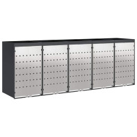 Produktbild för Förvaring för 3 soptunnor Antracit 340 x 77,5 x 115,5 cm Stål