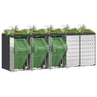 Produktbild för Förvaring för 3 soptunnor Antracit 340 x 77,5 x 115,5 cm Stål