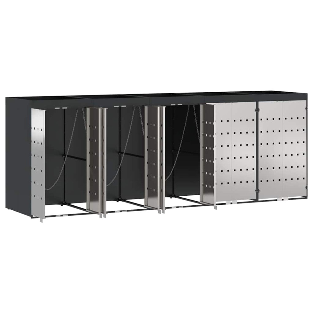 Produktbild för Förvaring för 3 soptunnor Antracit 340 x 77,5 x 115,5 cm Stål