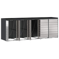 Produktbild för Förvaring för 3 soptunnor Antracit 340 x 77,5 x 115,5 cm Stål