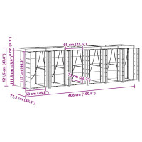 Produktbild för Förvaring för 3 soptunnor Antracit 340 x 77,5 x 115,5 cm Stål