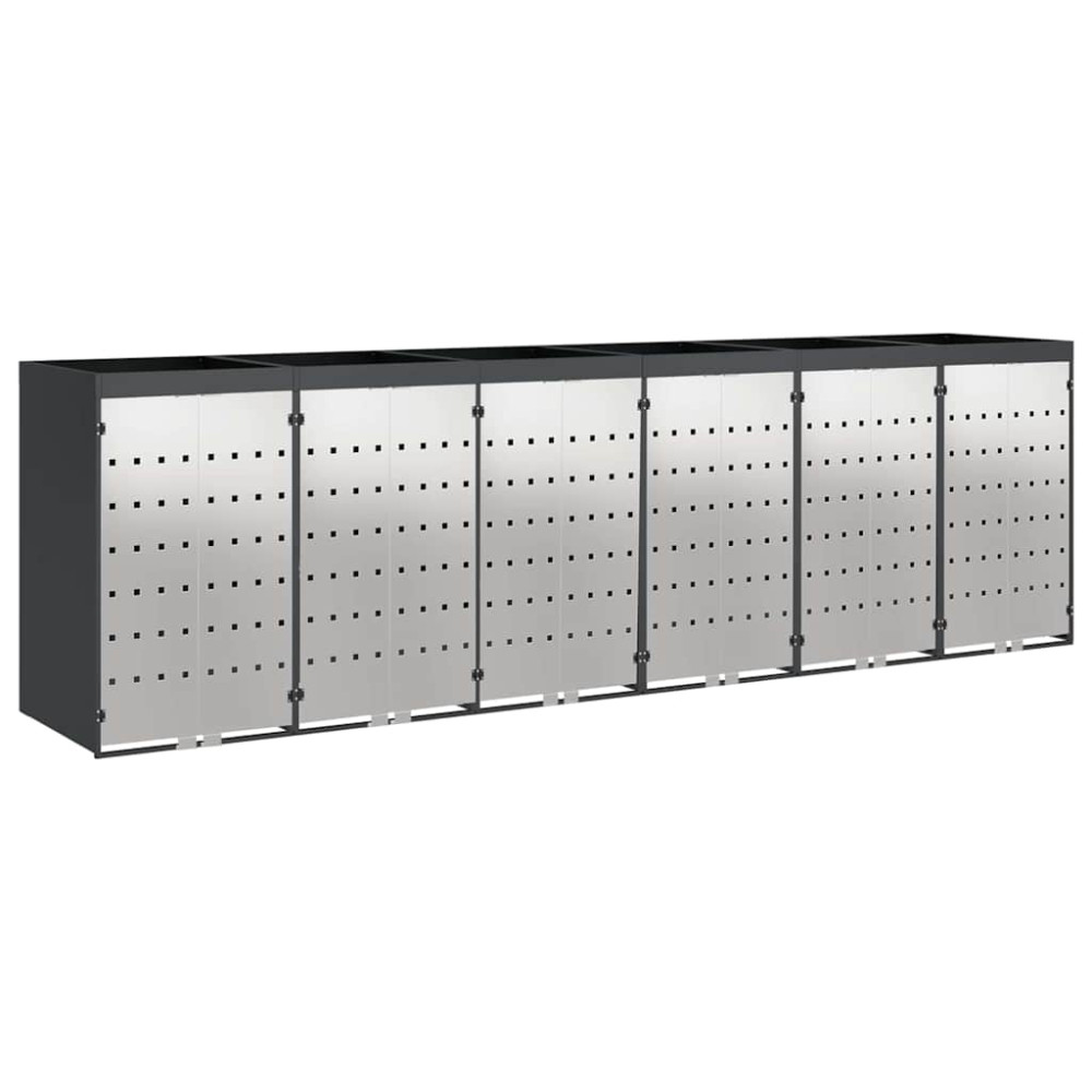 Produktbild för Förvaring för 3 soptunnor Antracit 340 x 77,5 x 115,5 cm Stål