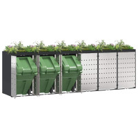 Produktbild för Förvaring för 3 soptunnor Antracit 340 x 77,5 x 115,5 cm Stål