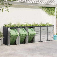 Produktbild för Förvaring för 3 soptunnor Antracit 340 x 77,5 x 115,5 cm Stål