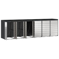 Produktbild för Förvaring för 3 soptunnor Antracit 340 x 77,5 x 115,5 cm Stål