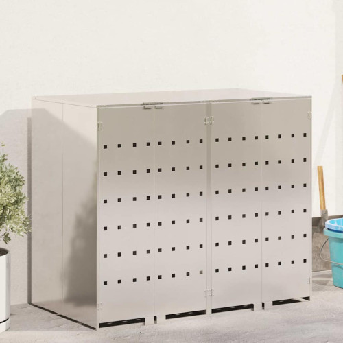 vidaXL Förvaring för 3 soptunnor Silver 340 x 77,5 x 115,5 cm