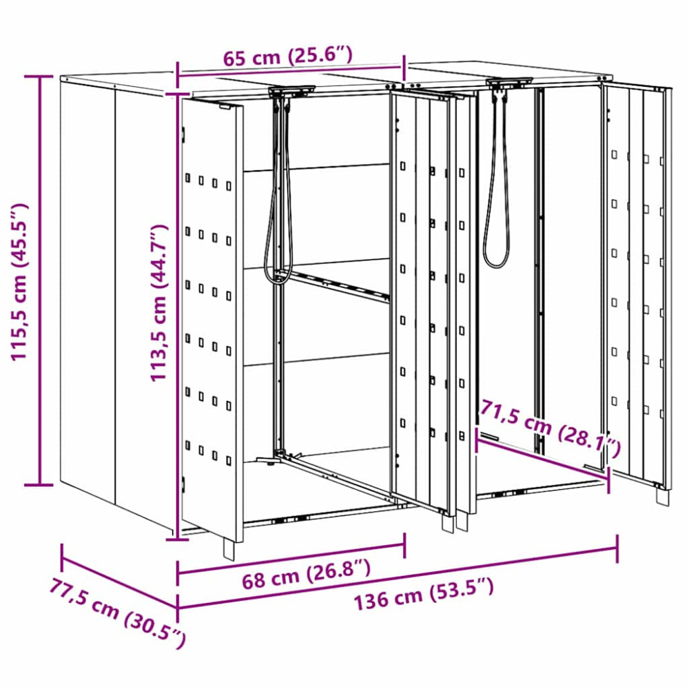 Produktbild för Förvaring för 3 soptunnor Silver 340 x 77,5 x 115,5 cm