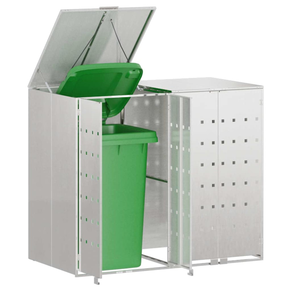 Produktbild för Förvaring för 3 soptunnor Silver 340 x 77,5 x 115,5 cm