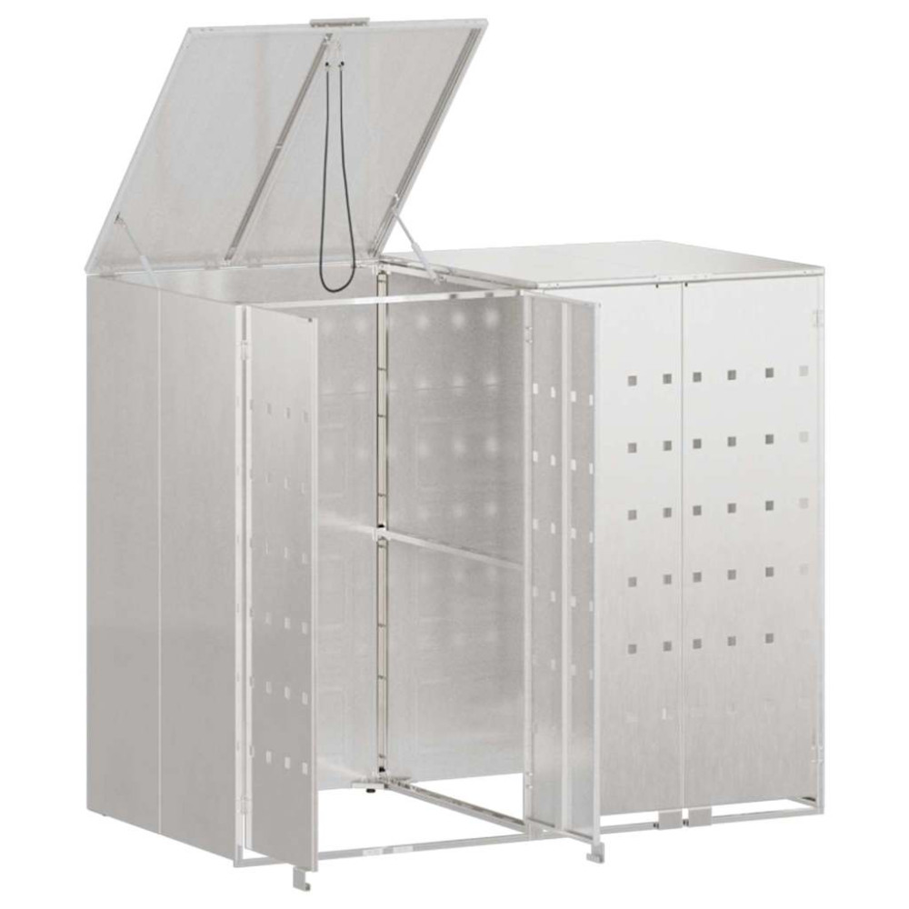 Produktbild för Förvaring för 3 soptunnor Silver 340 x 77,5 x 115,5 cm