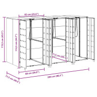 Produktbild för Förvaring för 3 soptunnor Silver 340 x 77,5 x 115,5 cm
