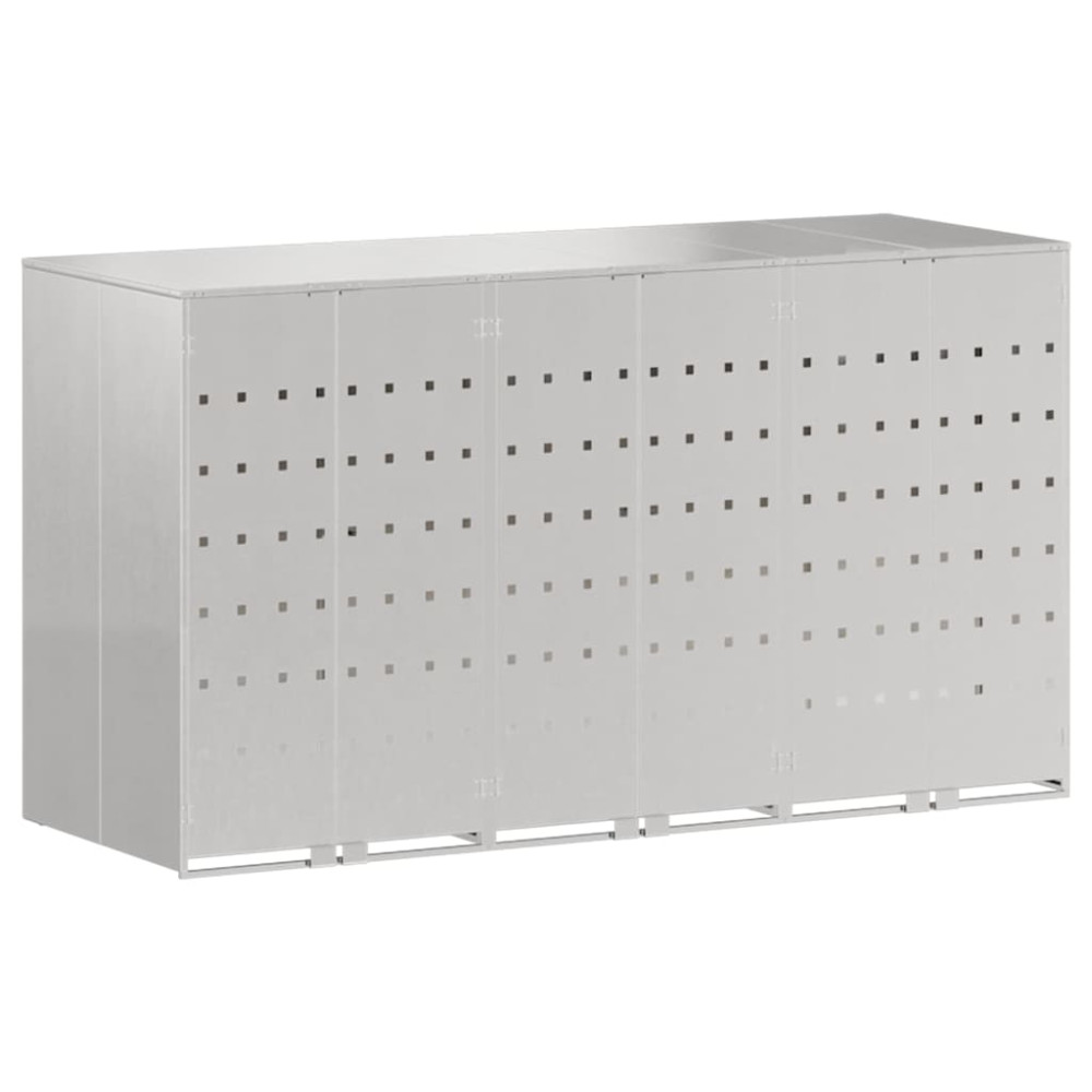 Produktbild för Förvaring för 3 soptunnor Silver 340 x 77,5 x 115,5 cm