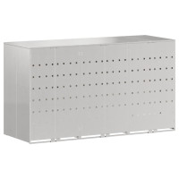 Produktbild för Förvaring för 3 soptunnor Silver 340 x 77,5 x 115,5 cm
