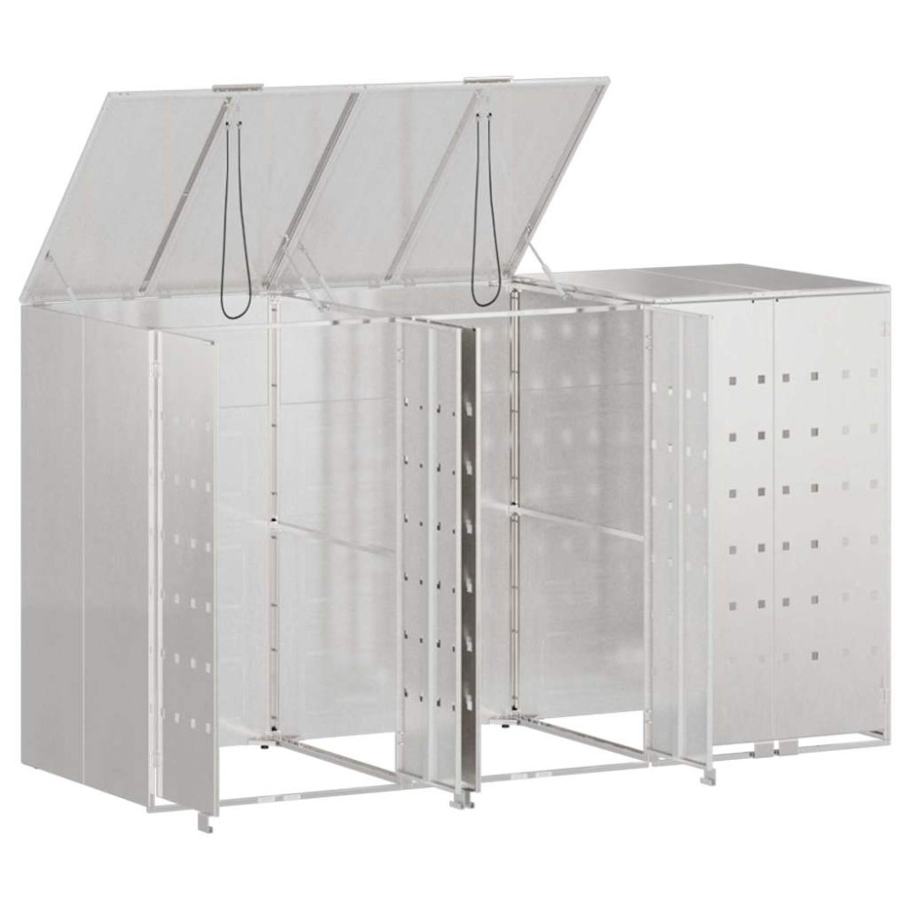 Produktbild för Förvaring för 3 soptunnor Silver 340 x 77,5 x 115,5 cm