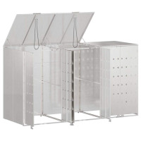 Produktbild för Förvaring för 3 soptunnor Silver 340 x 77,5 x 115,5 cm