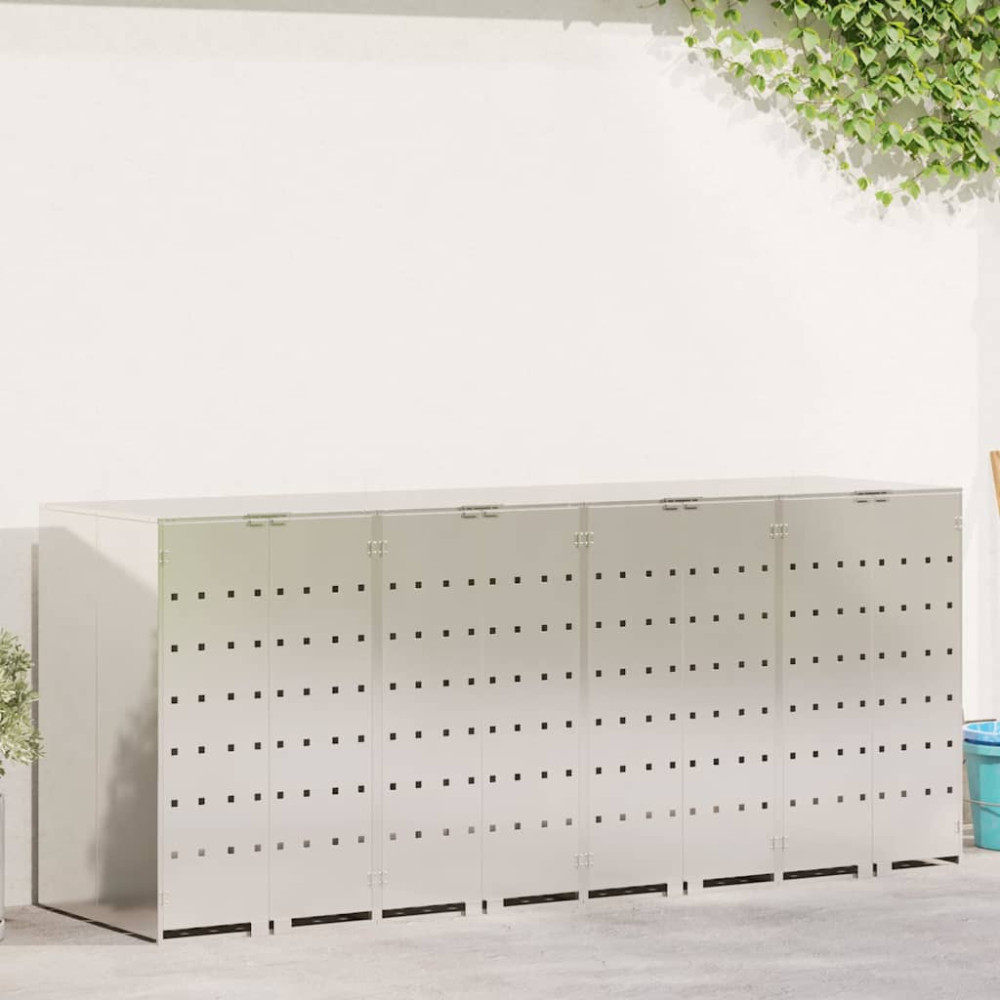 Produktbild för Förvaring för 3 soptunnor Silver 340 x 77,5 x 115,5 cm