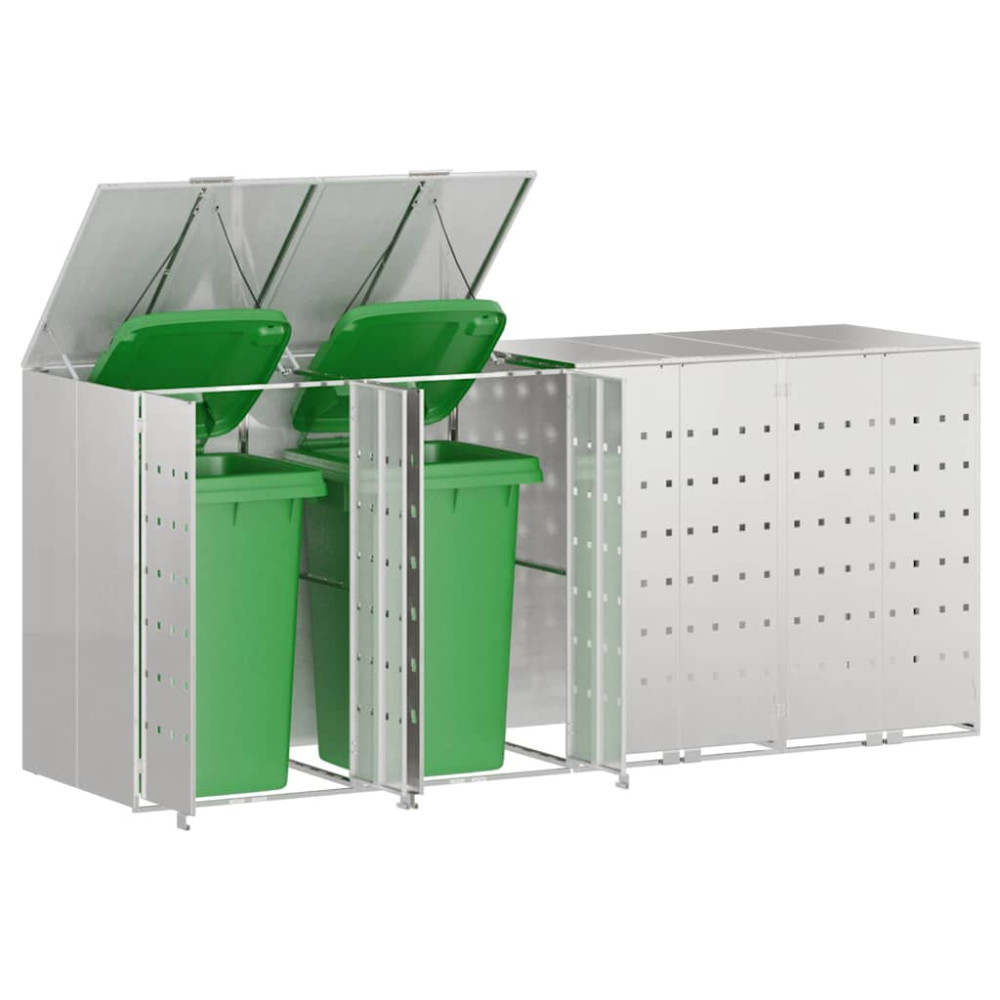 Produktbild för Förvaring för 3 soptunnor Silver 340 x 77,5 x 115,5 cm