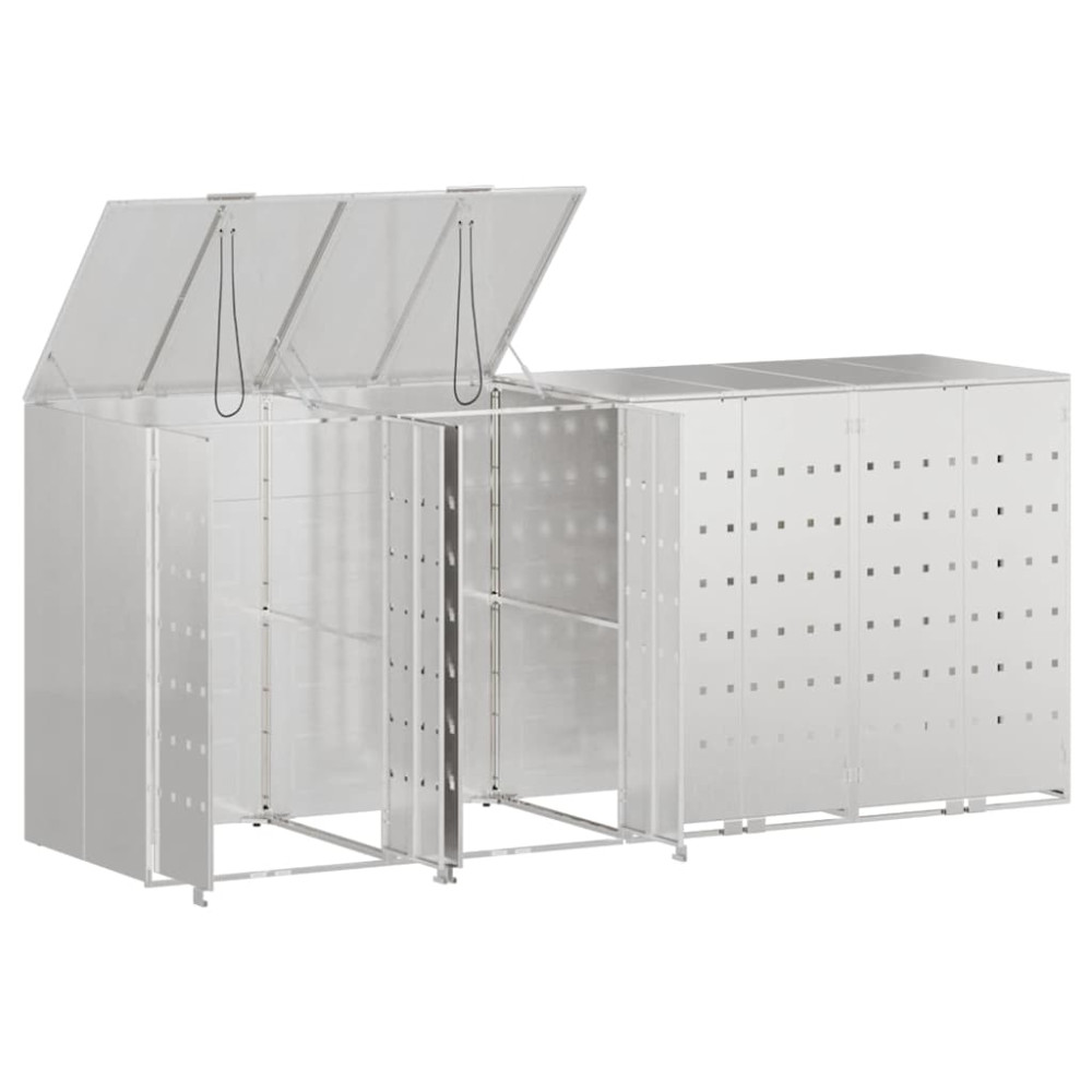 Produktbild för Förvaring för 3 soptunnor Silver 340 x 77,5 x 115,5 cm