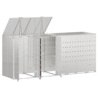 Produktbild för Förvaring för 3 soptunnor Silver 340 x 77,5 x 115,5 cm