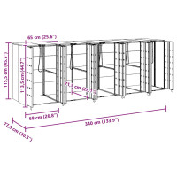 Produktbild för Förvaring för 3 soptunnor Silver 340 x 77,5 x 115,5 cm