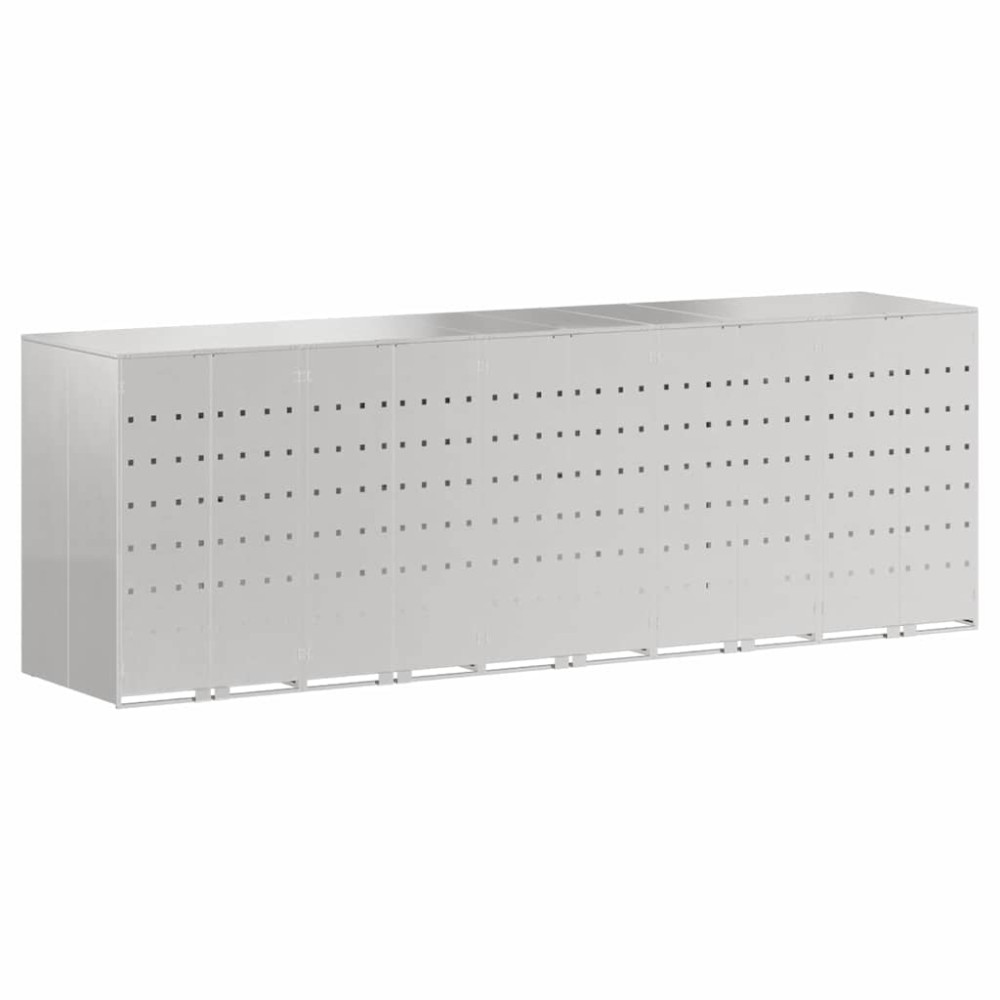 Produktbild för Förvaring för 3 soptunnor Silver 340 x 77,5 x 115,5 cm