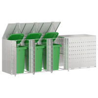 Produktbild för Förvaring för 3 soptunnor Silver 340 x 77,5 x 115,5 cm