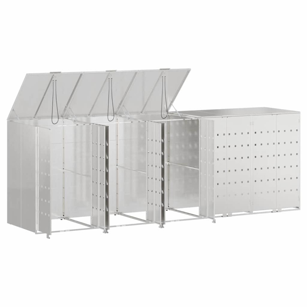 Produktbild för Förvaring för 3 soptunnor Silver 340 x 77,5 x 115,5 cm