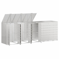 Produktbild för Förvaring för 3 soptunnor Silver 340 x 77,5 x 115,5 cm