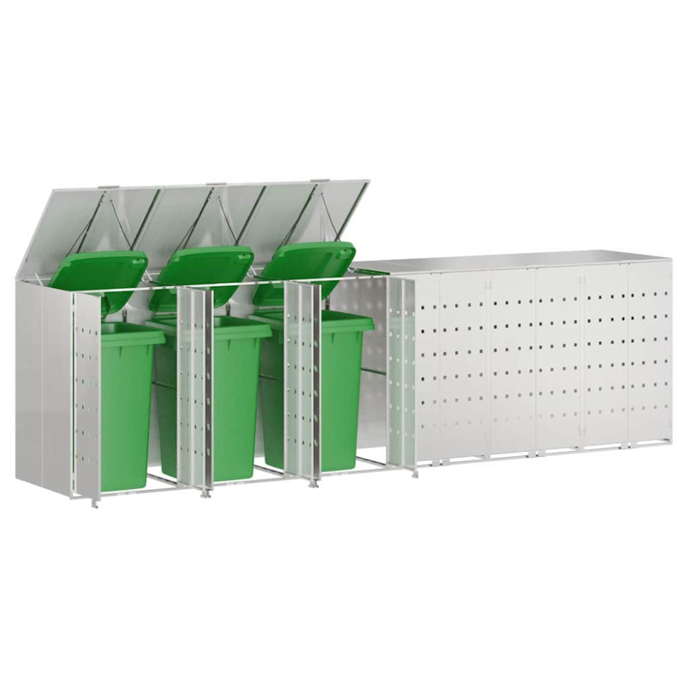 Produktbild för Förvaring för 3 soptunnor Silver 340 x 77,5 x 115,5 cm