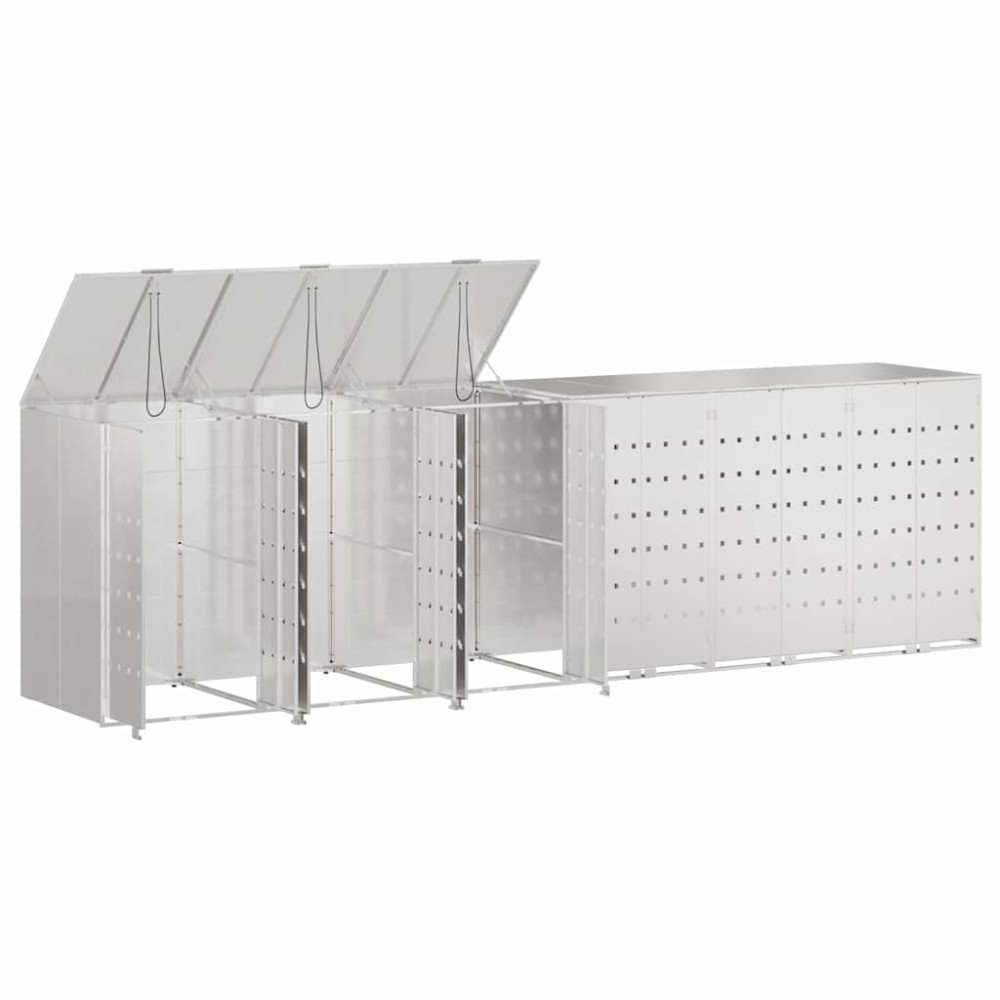 Produktbild för Förvaring för 3 soptunnor Silver 340 x 77,5 x 115,5 cm