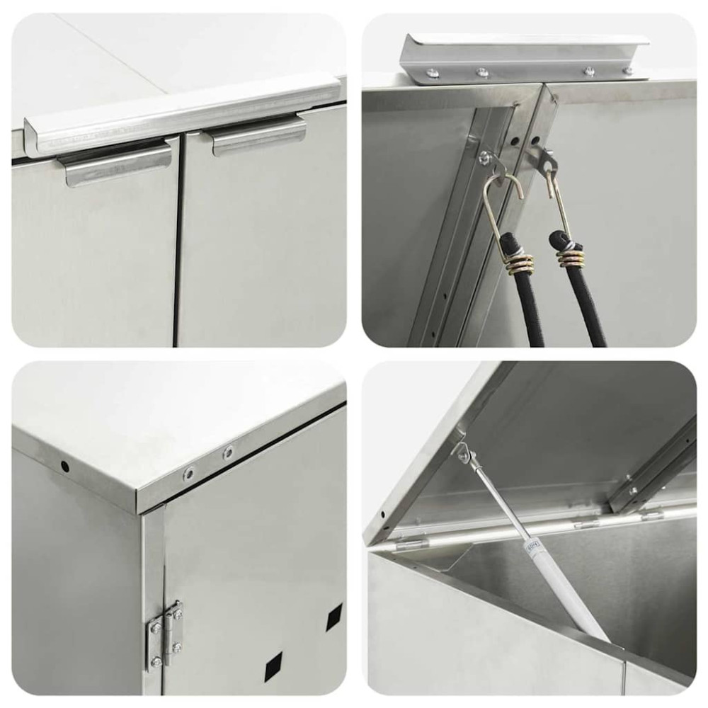 Produktbild för Förvaring för 3 soptunnor Silver 340 x 77,5 x 115,5 cm