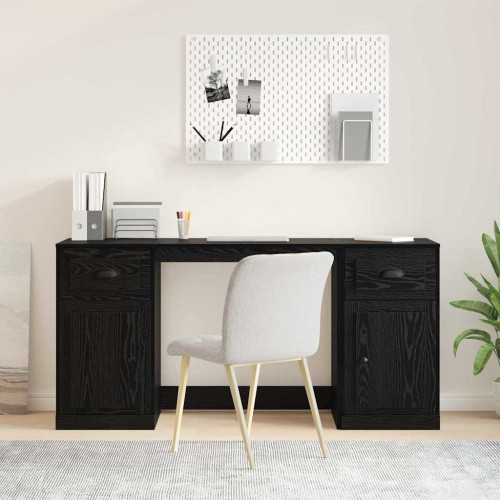 vidaXL Skrivbord med skåp Svart Ek 154,5 x 50 x 75 cm Konstruerat trä