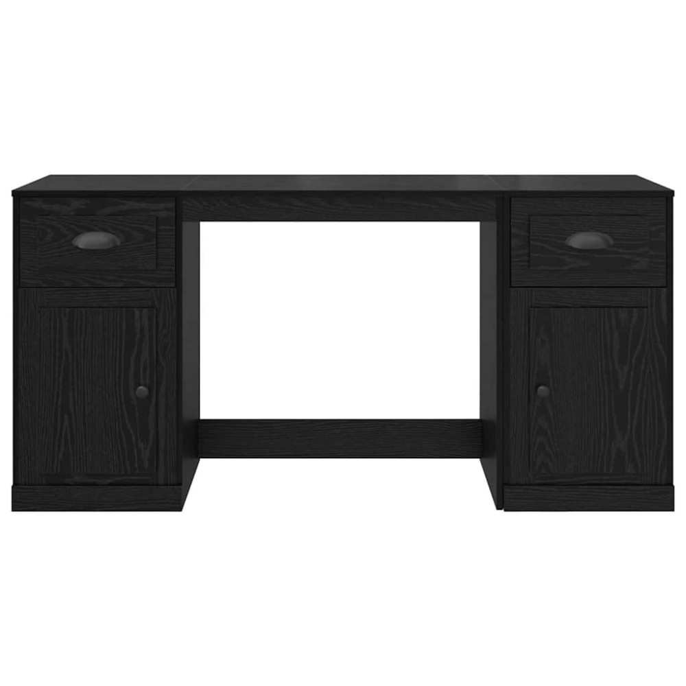 Produktbild för Skrivbord med skåp Svart Ek 154,5 x 50 x 75 cm Konstruerat trä