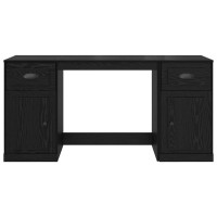 Produktbild för Skrivbord med skåp Svart Ek 154,5 x 50 x 75 cm Konstruerat trä