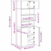 Produktbild för Förvaringsskåp Artisan Ek 80 x 42,5 x 225 cm Konstruerat trä