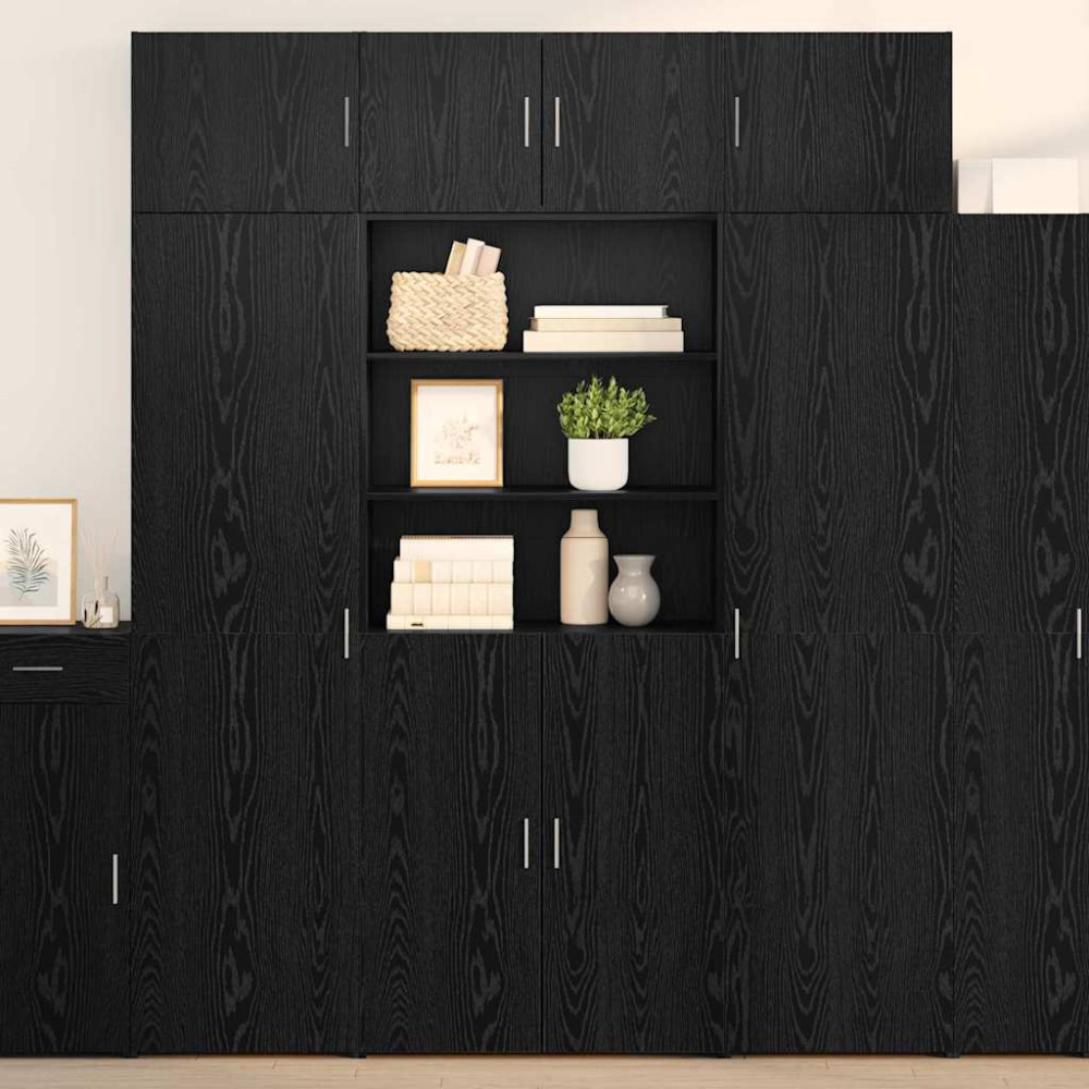 Produktbild för Förvaringsskåp Svart Ek 80 x 42,5 x 225 cm Konstruerat trä