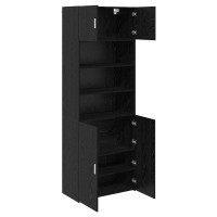 Produktbild för Förvaringsskåp Svart Ek 80 x 42,5 x 225 cm Konstruerat trä