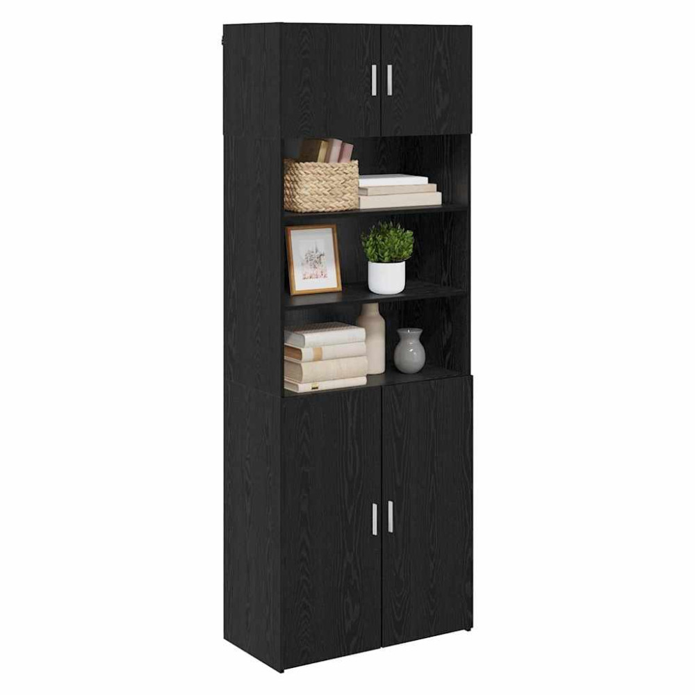 Produktbild för Förvaringsskåp Svart Ek 80 x 42,5 x 225 cm Konstruerat trä