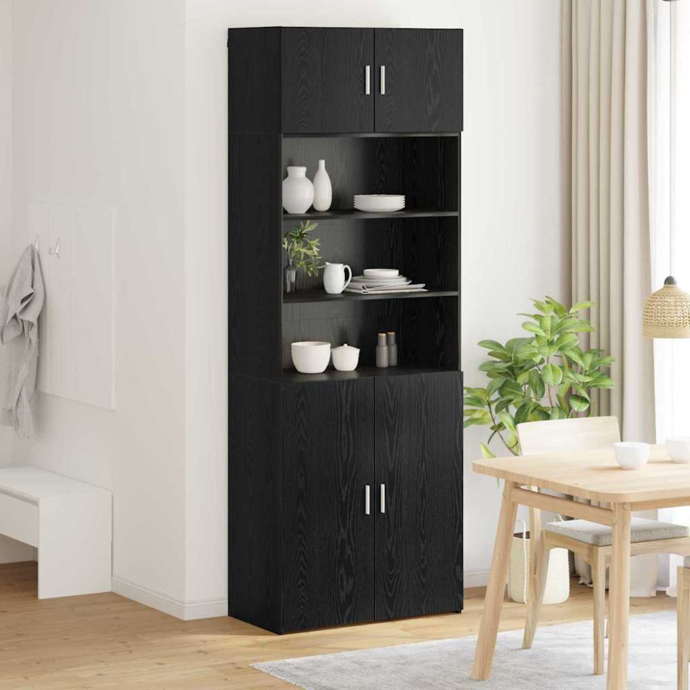 Produktbild för Förvaringsskåp Svart Ek 80 x 42,5 x 225 cm Konstruerat trä