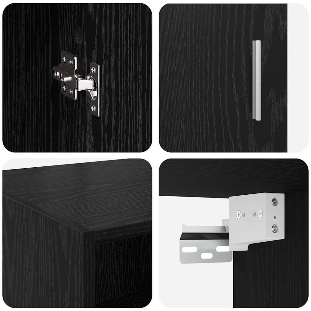 Produktbild för Förvaringsskåp Svart Ek 80 x 42,5 x 225 cm Konstruerat trä