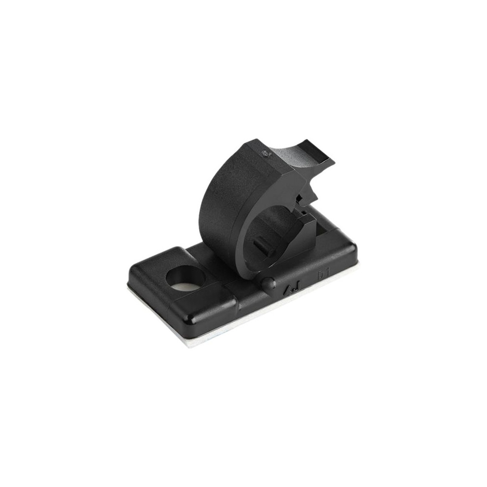 Produktbild för StarTech.com 100 självhäftande kabelhanteringsclips Svart - Nätverk/Ethernet/kontorsbord/datorsladdorganiserare - Självfästande kabel-/ledningshållare - Självhäftande nylonklämma brandklassad enligt UL/94V-2 - kabelklämmor - TAA-kompatibel