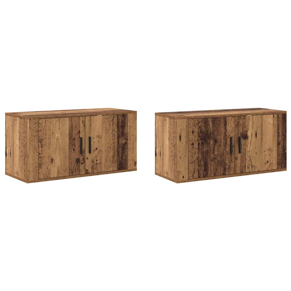 Produktbild för Väggmonterad TV-byrå Set 2 pcs Gammalt trä 80 x 34,5 x 40 cm