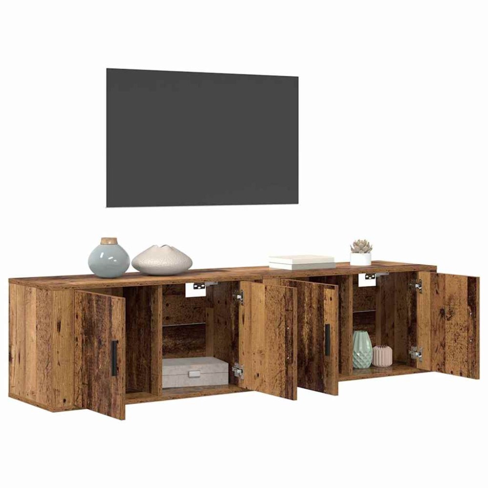 Produktbild för Väggmonterad TV-byrå Set 2 pcs Gammalt trä 80 x 34,5 x 40 cm