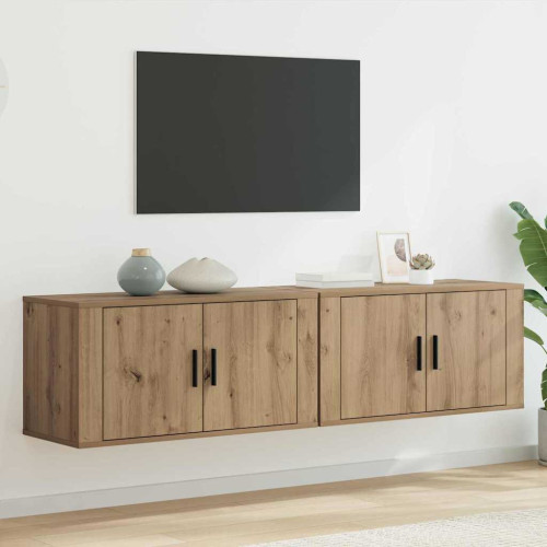 vidaXL Väggmonterad TV-byrå Set 2 pcs Artisan Ek Konstruerat trä