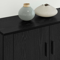 Produktbild för Väggmonterad TV-byrå Set 2 pcs Svart Ek 80 x 34,5 x 40 cm