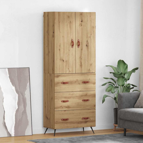 vidaXL Skåp Väggmonterad Artisan Ek 69,5 x 34 x 180 cm Konstruerat trä
