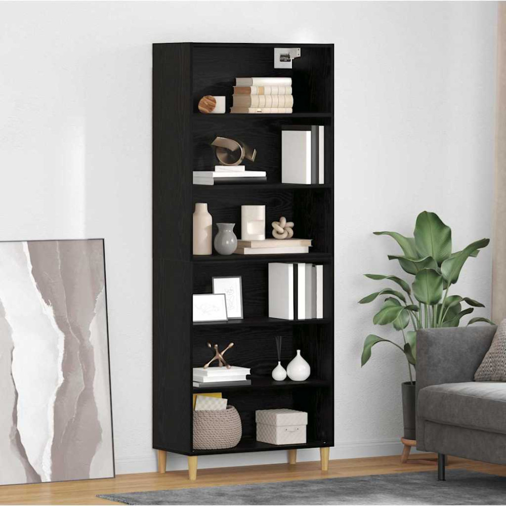 Produktbild för Skåp Svart Ek 69,5 x 32,5 x 180 cm Konstruerat trä
