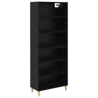 Produktbild för Skåp Svart Ek 69,5 x 32,5 x 180 cm Konstruerat trä