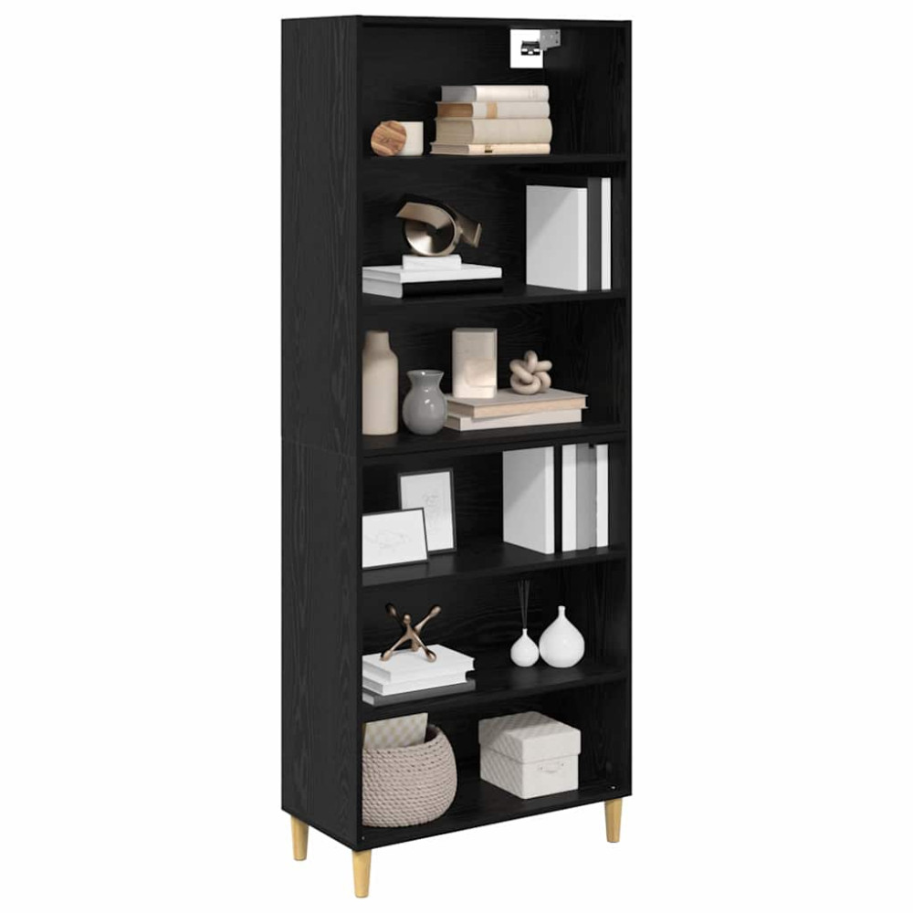 Produktbild för Skåp Svart Ek 69,5 x 32,5 x 180 cm Konstruerat trä