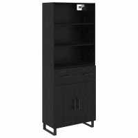 Produktbild för Skåp 2 pcs Svart Ek 69,5 x 34 x 180 cm Konstruerat trä